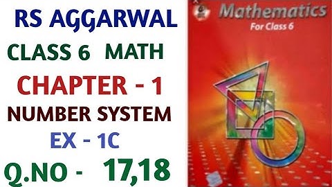 Rs Aggarwal Class 6 Math Chapter 1 Exercise 1C Question 17 , 18 ( Word Problems ) | Number System |