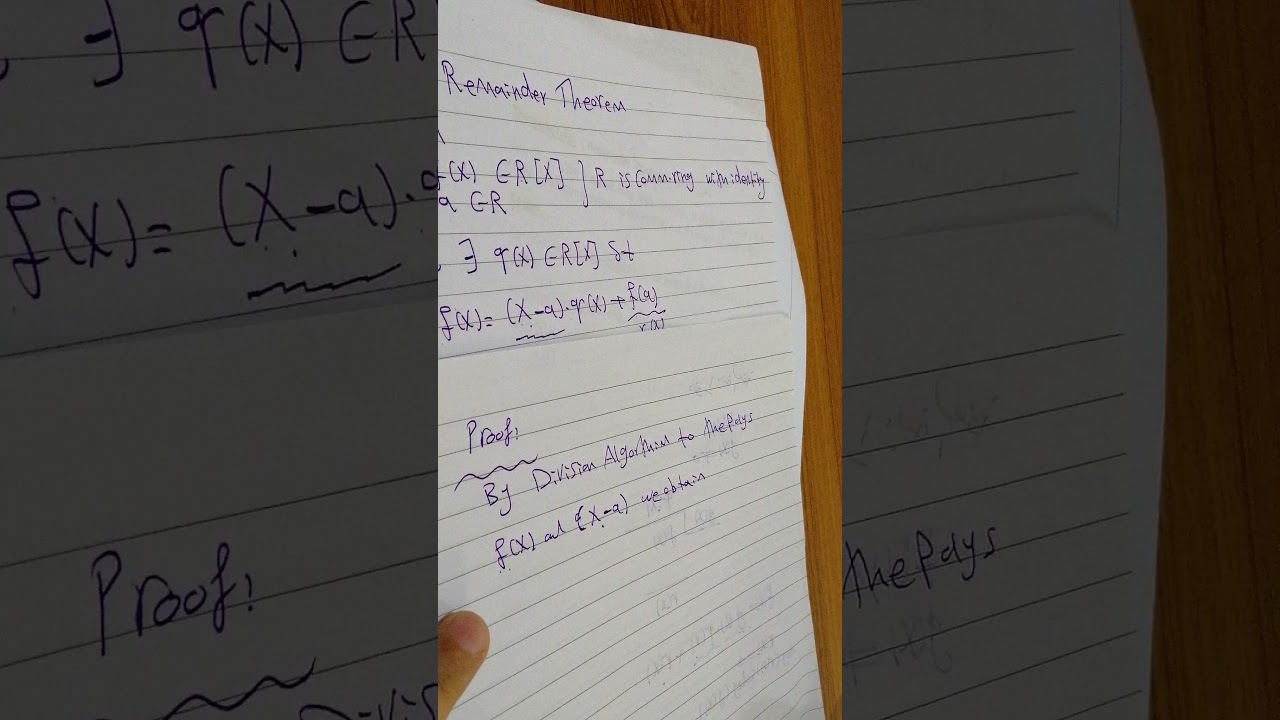 جبر الحلقات (Remainder Theorem)..شرح برهان نظرية البواقي..