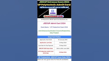 JEECUP Admit Card 2024 Out | How to Download UP Polytechnic Admit Card ? JEECUP Admit Card Download