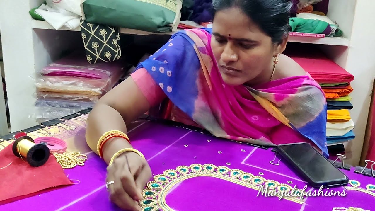 latest Kundan work neck design / easy work design