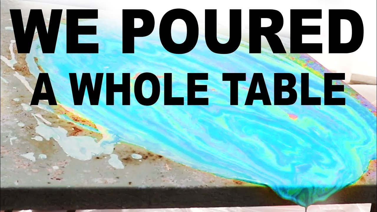 How to Acrylic Pour Furniture We Poured Paint on this Table YouTube