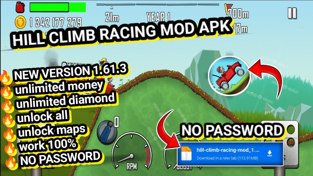HILL CLIMB RACING MOD APK VERSI 1.61.3 NO PASSWORD unlimited