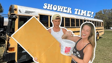 BUILDING A SHOWER IN OUR SCHOOL BUS!!!