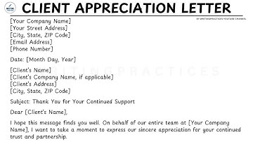 How To Write A Client Appreciation Letter Step by Step Guide | Writing Practices