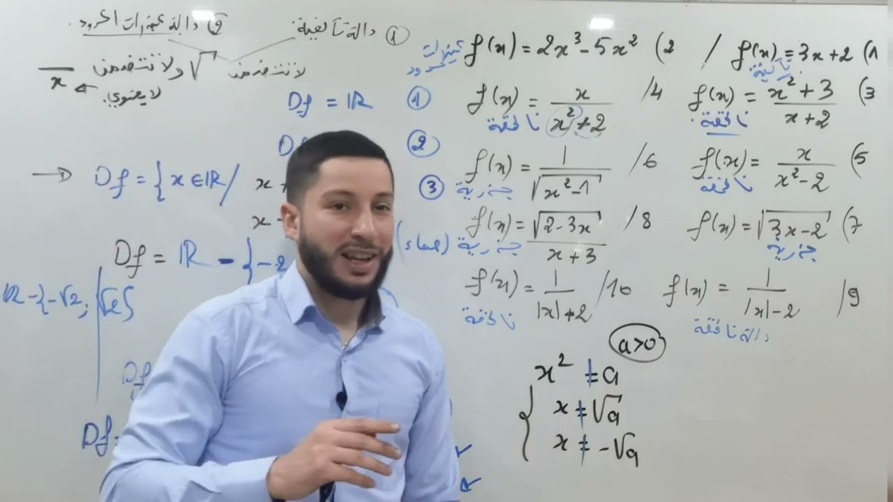 أولى ثانوي | كيفاش تعين مجموعة تعريف دالة😍 | بطريقة بسيطة مع كل الأمثلة المطروحة في الفروض