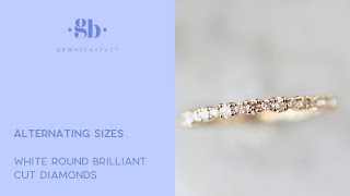 Custom Alternating Size White Round Brilliant Cut Diamond Band
