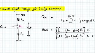 Analog VLSI Design Lecture 11 Part 2 | CS amplifier with Source degeneration (with body effect)