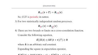 Celebrity ESLA(18EC44) Module3 S4 Cross Correlation Function of Random Processes. Wealth