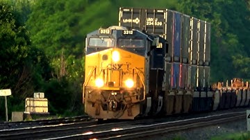 CSX Double Stack Train Westbound in 4K Ultra High Def