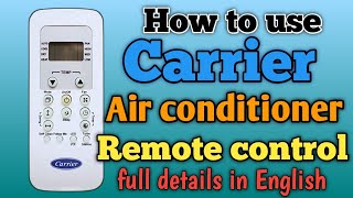 How to use carrier air conditioner remote control function demo in English| carrier ac remote demo