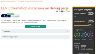 Web Security Academy | Information Disclosure | 2 - Information Disclosure On Debug Page