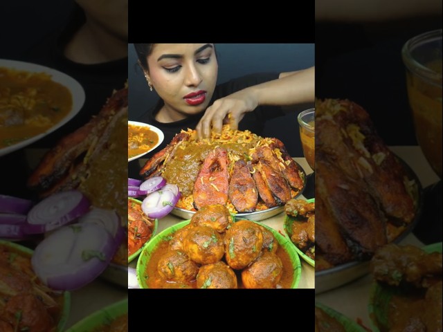 Fish Biryani Mukbang 😍🔥 Egg Curry Eating Challenge #shorts #mukbang