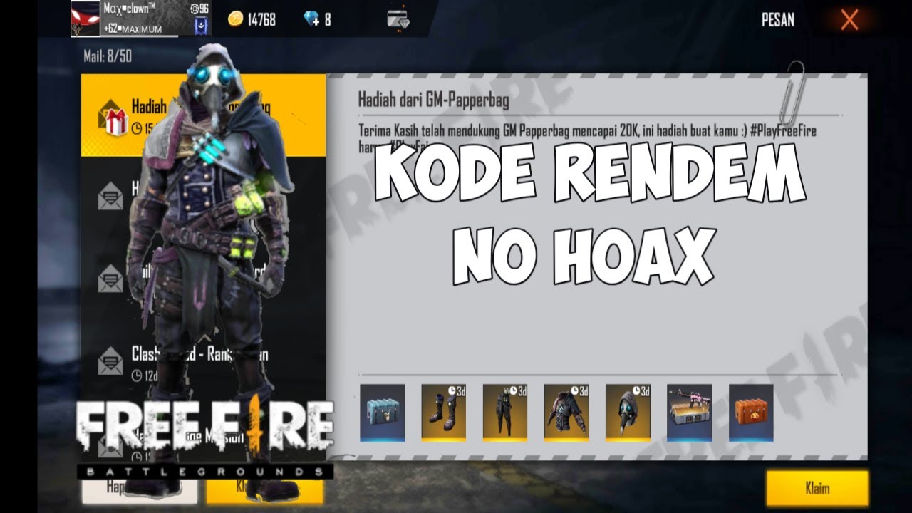 KODE RENDEM FREE FIRE TERBARU!! - YouTube