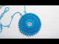 pingente crochê /colar feito em crochê com botão/ mandala croche  @marlythibes