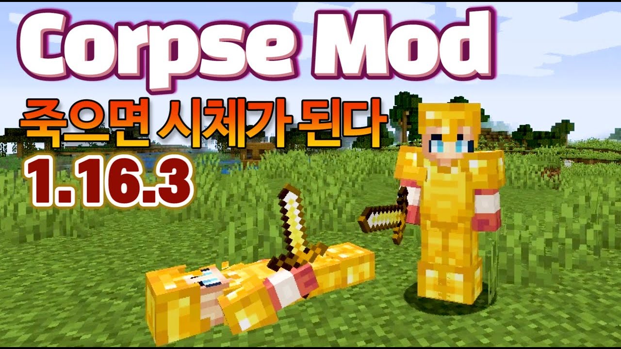 마인크래프트 Corpse Mod 모드 [ 죽으면 시체로 남는다고? ] 1.16.3 모드 까는법,모드설치법 - YouTube