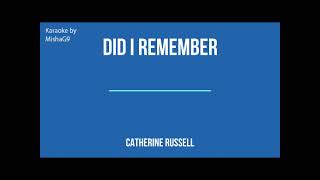 Did I remember - Catherine Russell - KARAOKE Key Ab