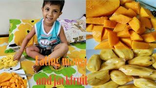 Arosh eating mango and jackfruits || Healthy delicious frouit yummy vitamin c fruit
