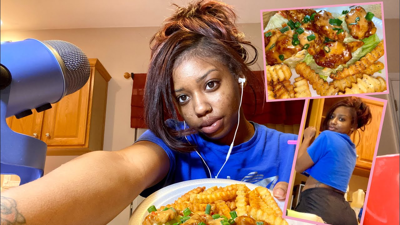 ASMR Mukbang +Cooking & Eating Copycat Bang Bang Shrimp Recipe+ Ramble Crunchy/ Whisper sounds