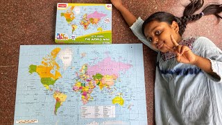 World map jigsaw puzzle unboxing| How to play puzzle 🧩|Funskool|Learn world map in fun and easy way screenshot 4