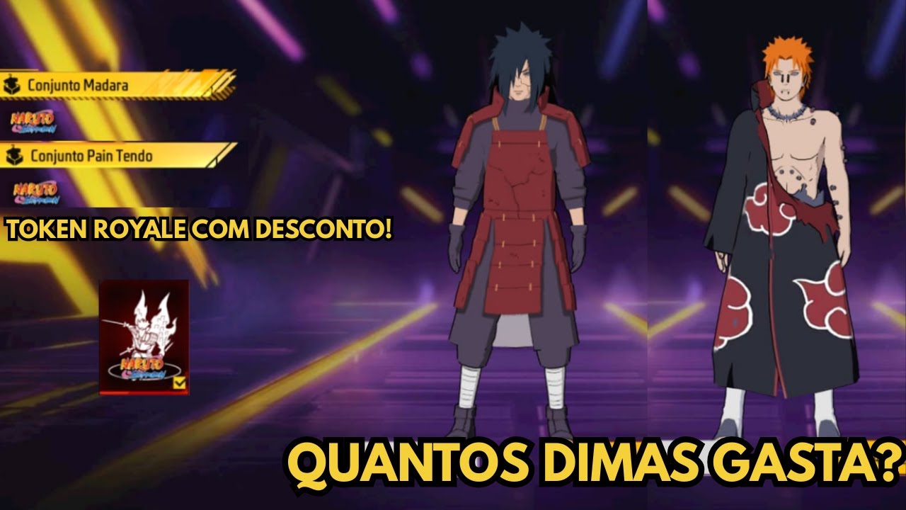 PEGUEI O MADARA E O PAIN NO NOVO TOKEN ROYALE COM DESCONTO NO FREE FIRE!