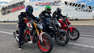 Nitrox T3 300 vs Vort-x 250 vs 250z|Carrera|¡Esto Es Un Batallón!🤯😱