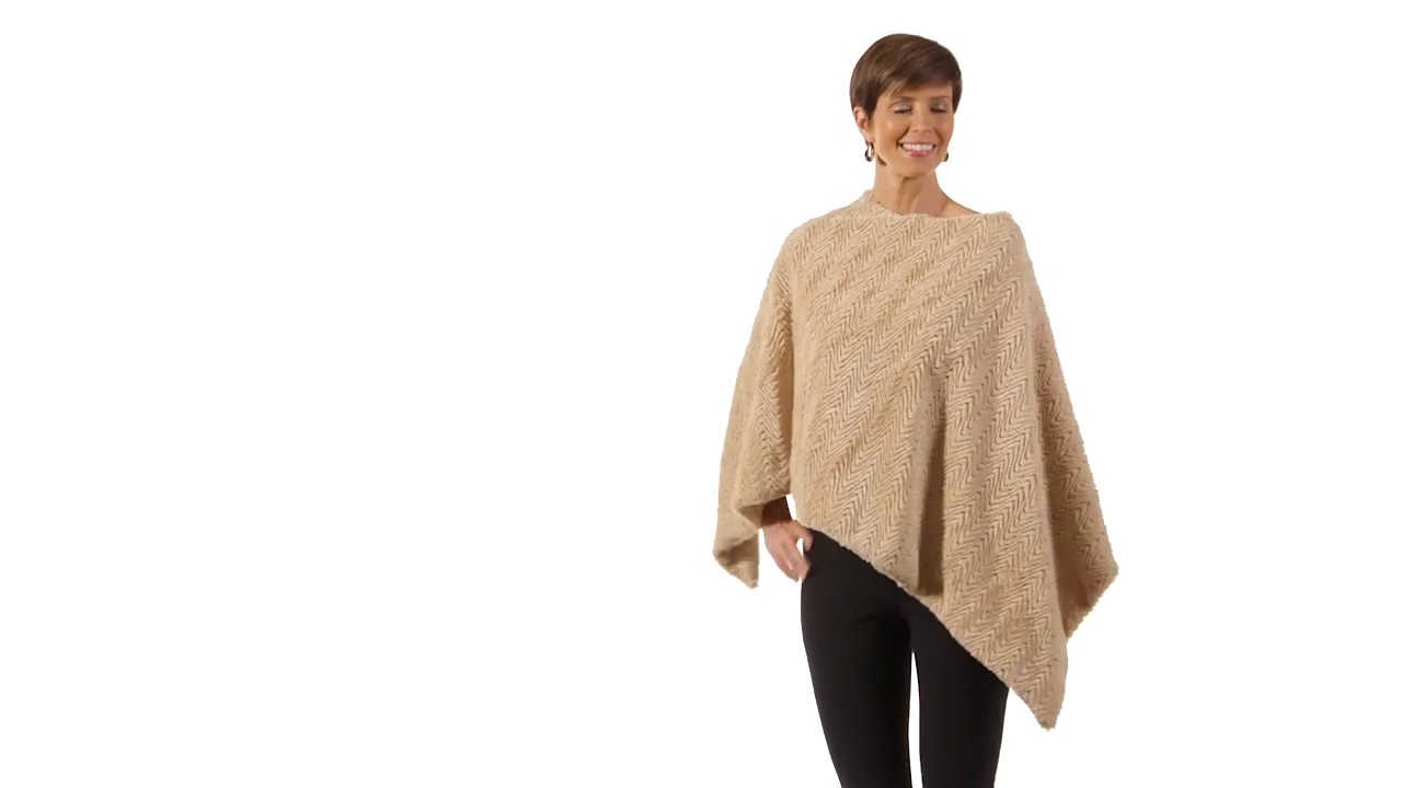 Diagonal Fur Poncho (7CWC340) from B. Boutique