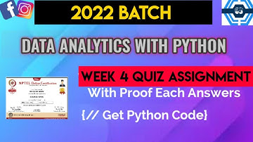 Data Analytics With Python | Week 5 Answers 2022 | NPTEL | SWAYAM |