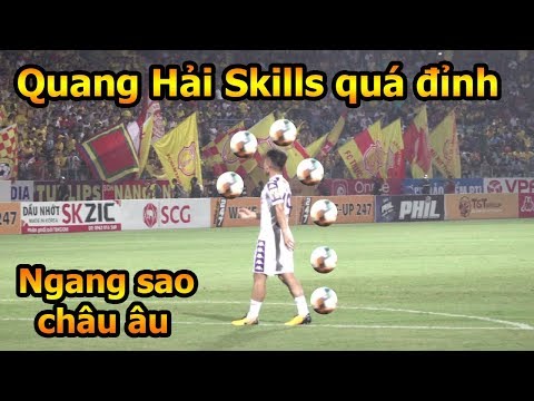 Đỗ Kim Phúc đi xem Quang Hải ĐT Việt Nam trổ tài bóng đá ở Hà nội FC - sút bóng + skills 5 sao