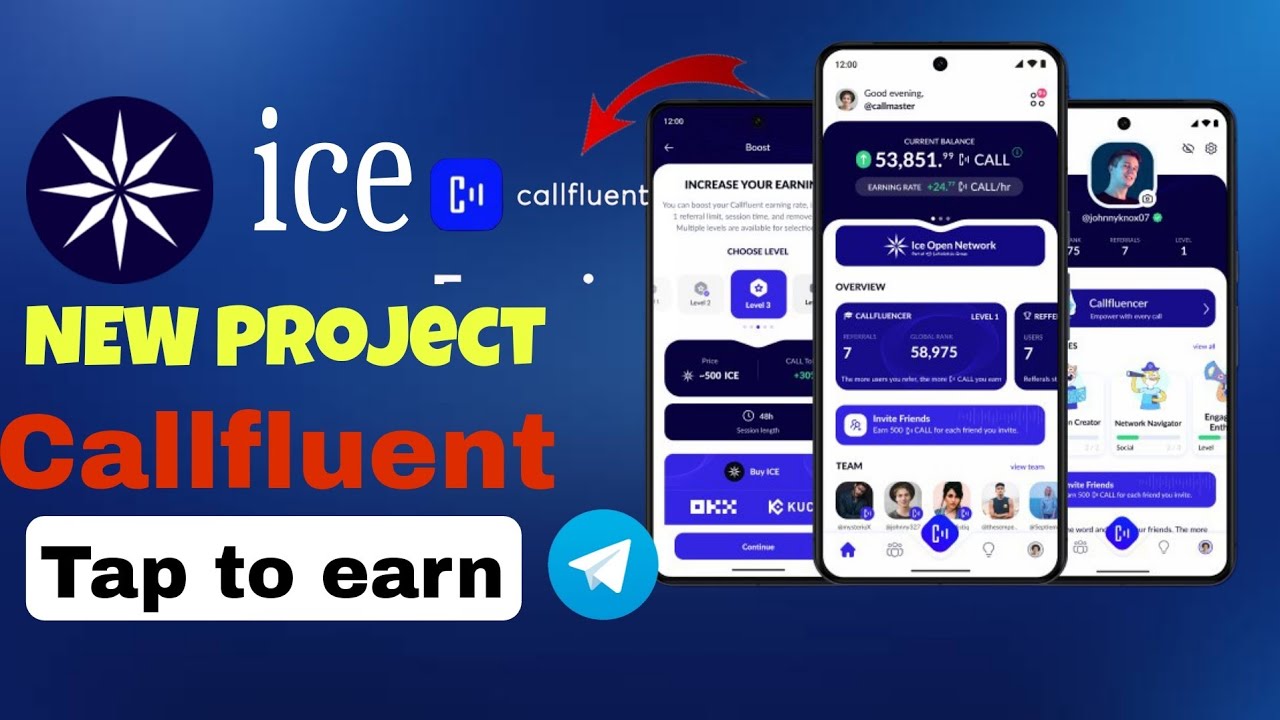 Callfluent Ice New Project ll Ice New project lunch, Bot tap to earn ...