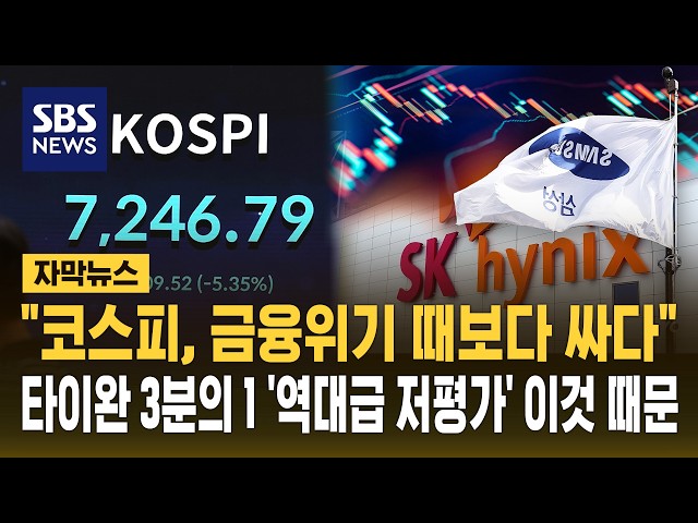 "코스피, 금융위기 때보다 싸다"..타이완 3분의 1 '역대급 저평가' 이것 때문 (자막뉴스) / SBS