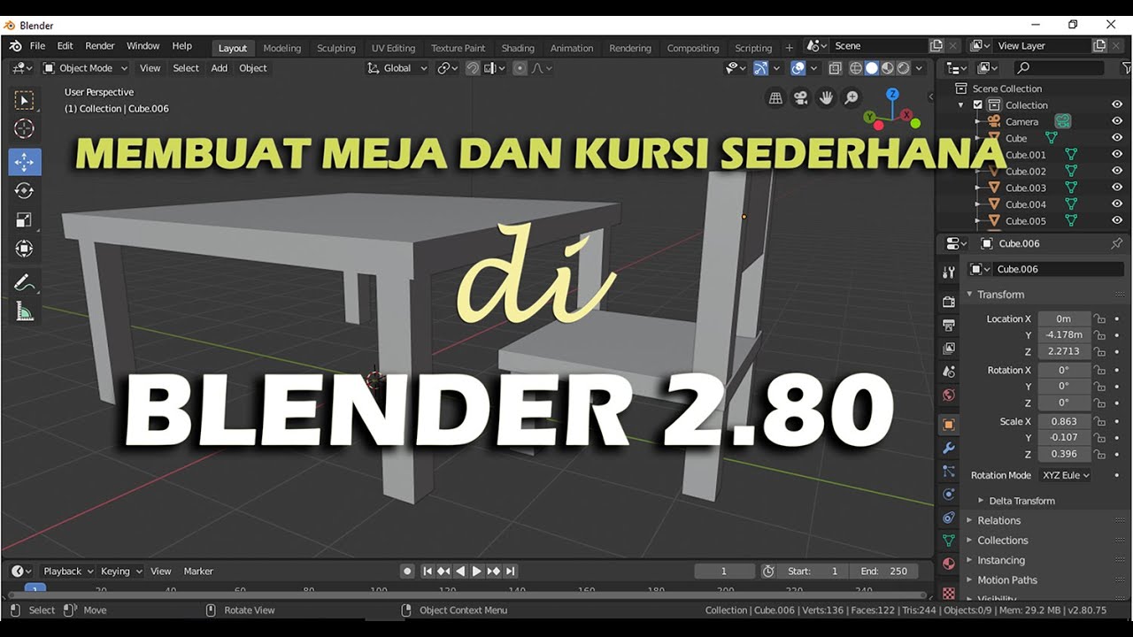 BLender 2.80: Cara Membuat Meja Sederhana #blender - YouTube