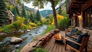 Relaxing Spring Riverside Cabin Porch with Nature Sounds & Campfire Ambience screenshot 1