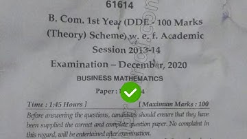 2020 Mdu BCom DDE 1st Year Business Mathematics Question Paper