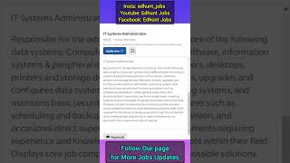 Job Alert - It System Administrator