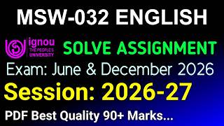 MSW 32 Solved Assignment 2026-27 English, MSW 32 Solved Assignment 2026, MSW-032 Assignment