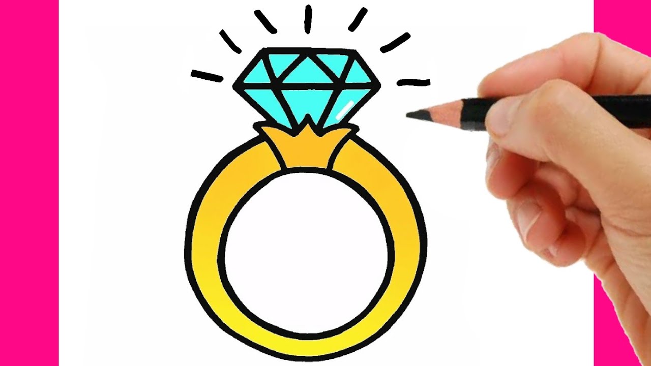 How to Draw a Diamond Ring Easy with Coloring - YouTube