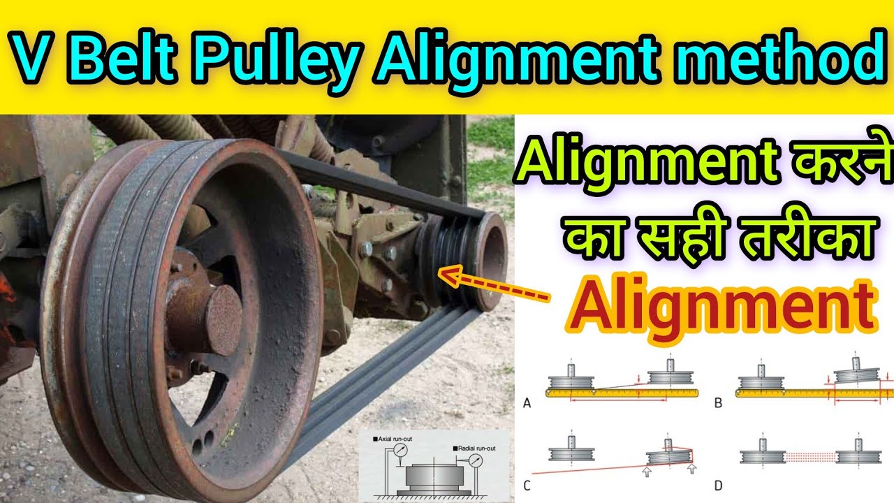 Pully Alignment Check V Belt Pulley Alignment method | Belt Pulley Alignment कैसे करते हैं ...