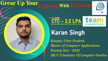 Congrats, Karan | OJT Trainee at EVISION | 2.2 LPA |Placed as System Administrator in TEAM Computers