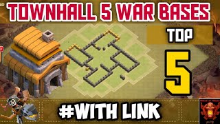 TOP 5 BEST WAR BASES TOWNHALL 5 , Clash of Clans Tamil SHAN