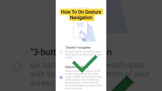 How To On Gesture Navigation || Side Wala button kese on kare | #gesture #shorts #ytshorts