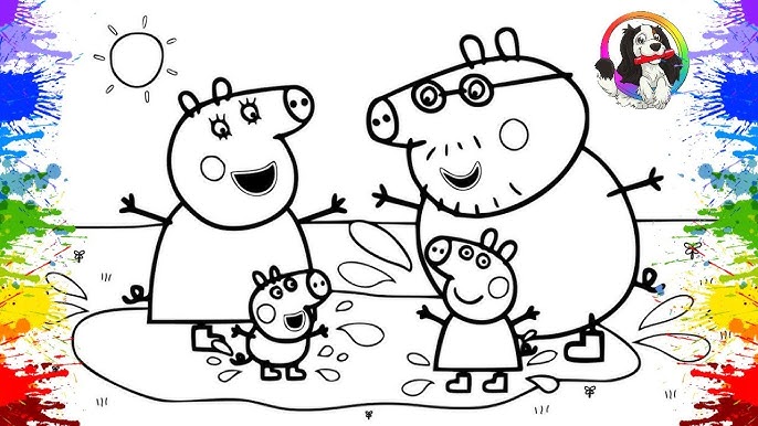 Colorindo Familia Peppa Pig No Natal  Pintando a Peppa Pig l Desenhos para  colorir para crianças 