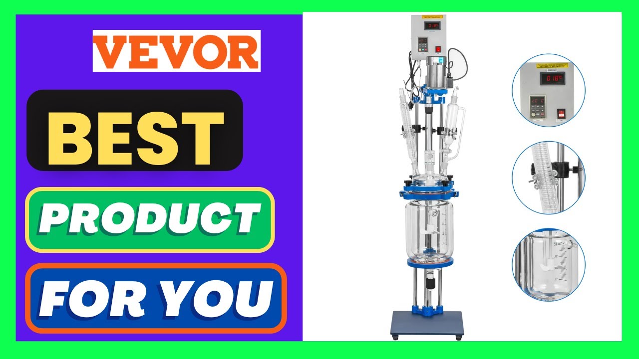 VEVOR Jacketed Reactor 5L Laboratory Glass Reactor,