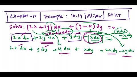 12th|Maths|Example 10.19|Solve:(2x+3y)dx+(y-x)dy=0|Alternative Method|DrKT