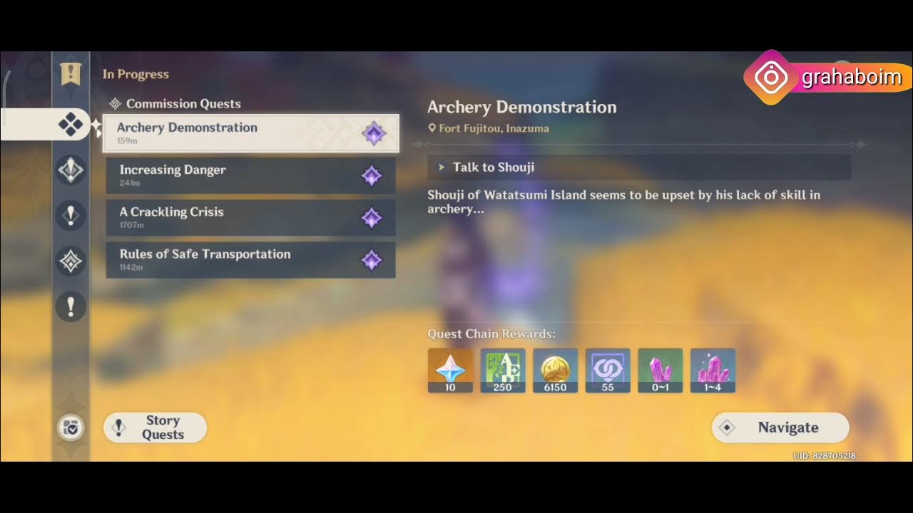 Genshin Impact Inazuma City Commission quests Archery Demonstration