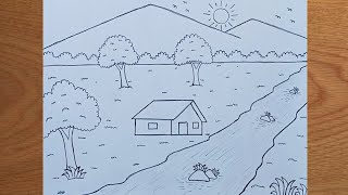 How to draw a mountain scenery with pencil very easy របៀបគូរទេសភាពដោយប្រើខ្មៅដៃងាយស្រួលណាស់