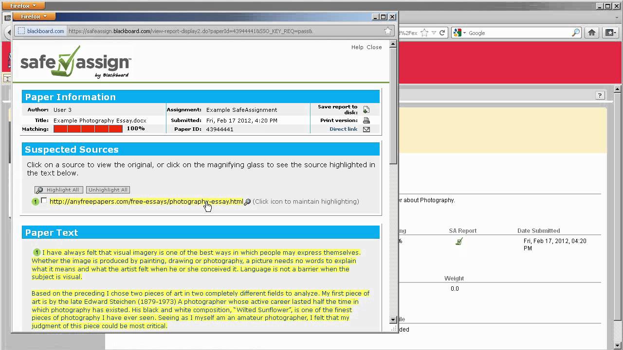 how to check safeassign on blackboard