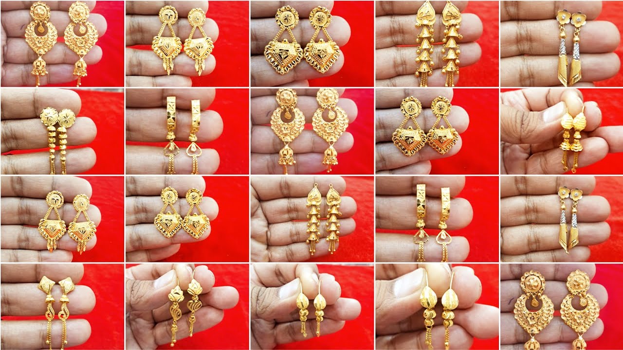 22carat Earrings design gold new model #latest gold earrings design with weight and price 