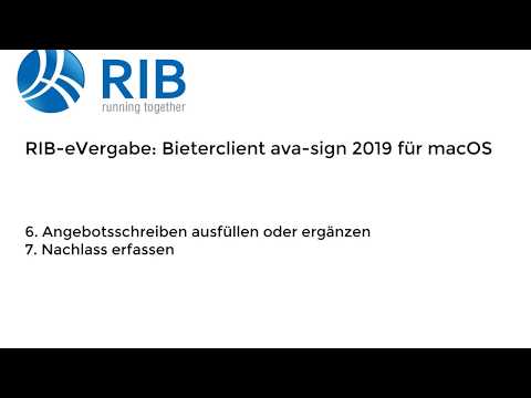 RIB e-Vergabe: Bieterclient ava-sign 2019 für macOS - Angebot GAEB-LV abgeben