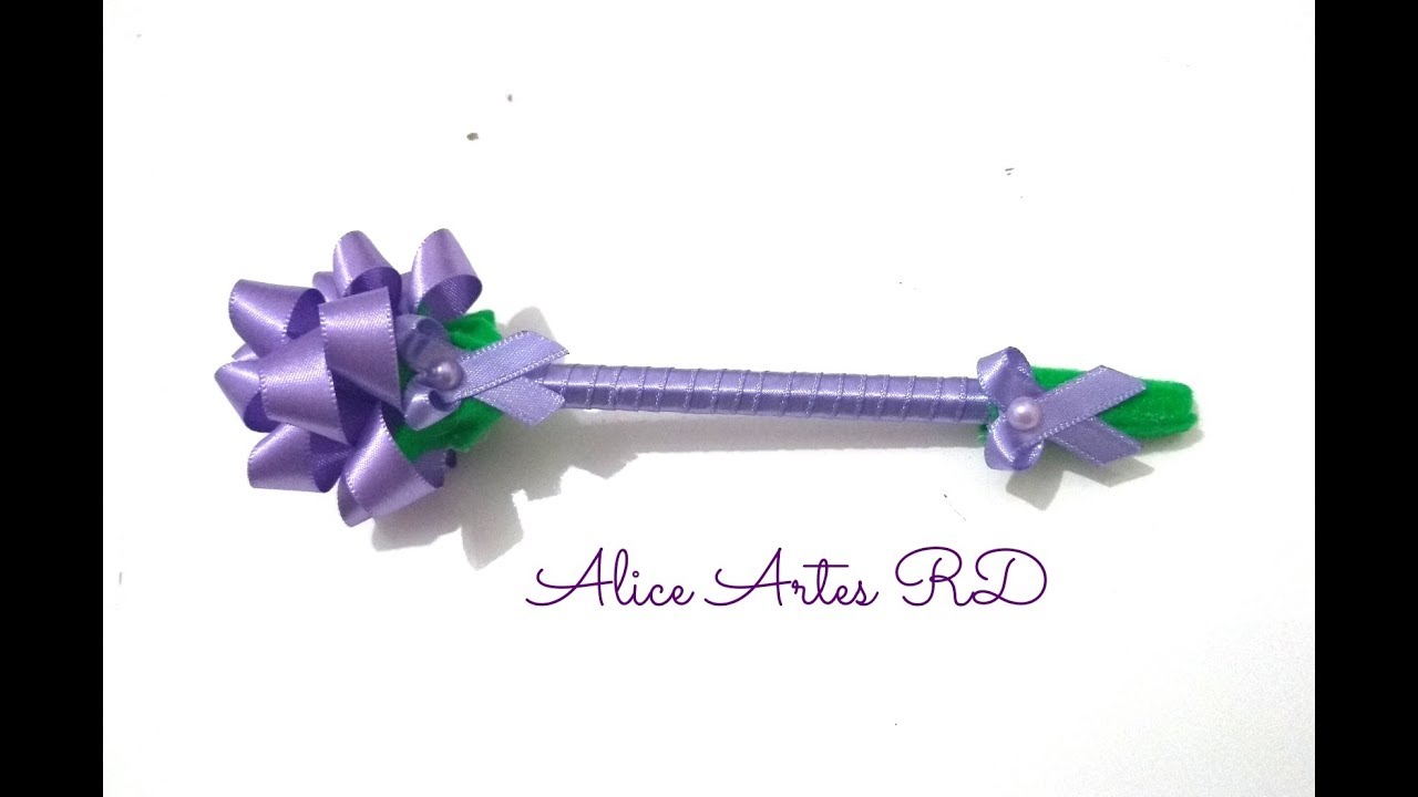 Caneta flor de cetim lembrança dia das Mães  Aula 190