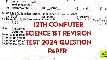 12th std computer science 1St revision test 2024 original question paper chennai dt English medium